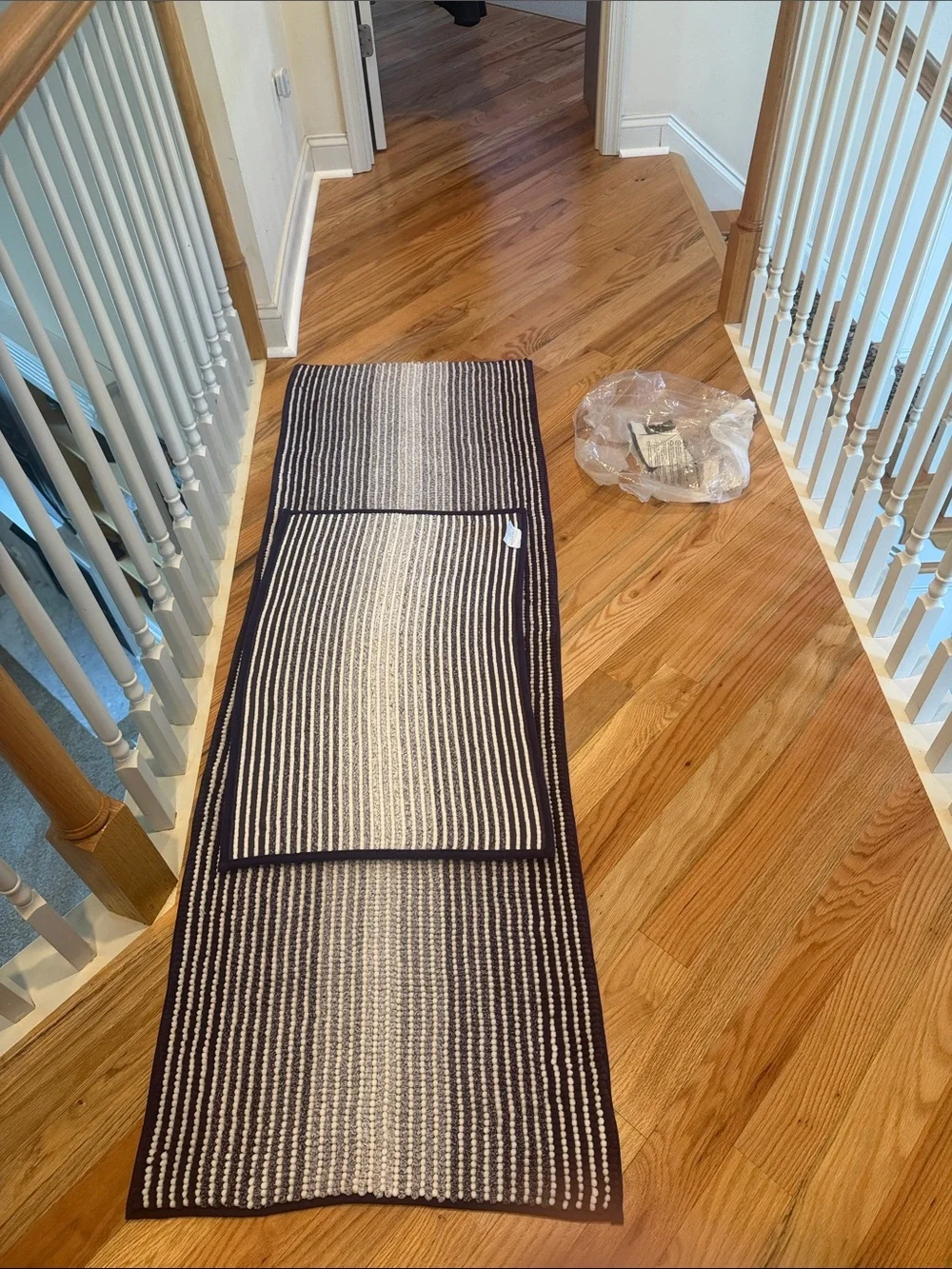 2 Piece Bathroom Rugs Sets Non Slip Striped Bath 72”x 24” & 31”x 20”